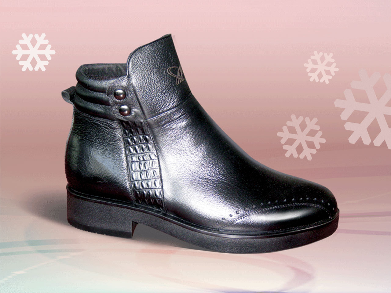 Winter leather shoes for men